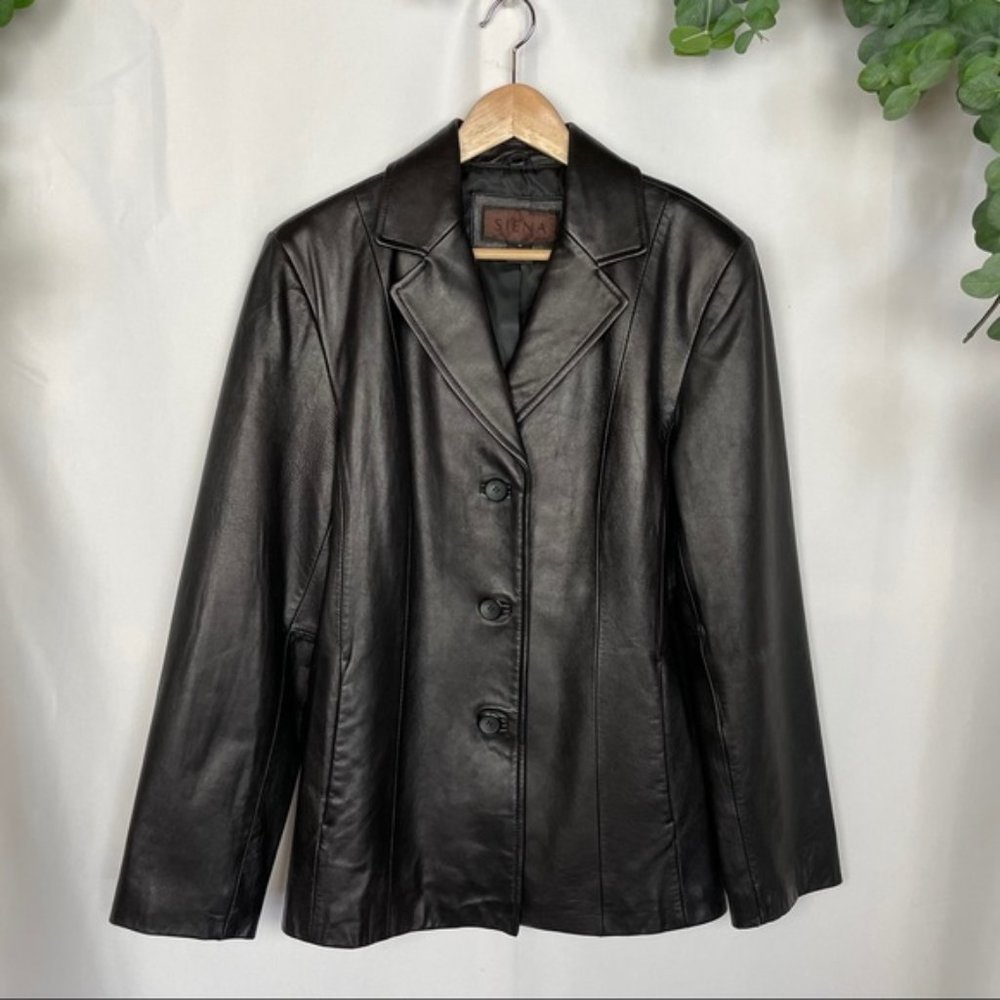 Siena black leather moto jacket size 10